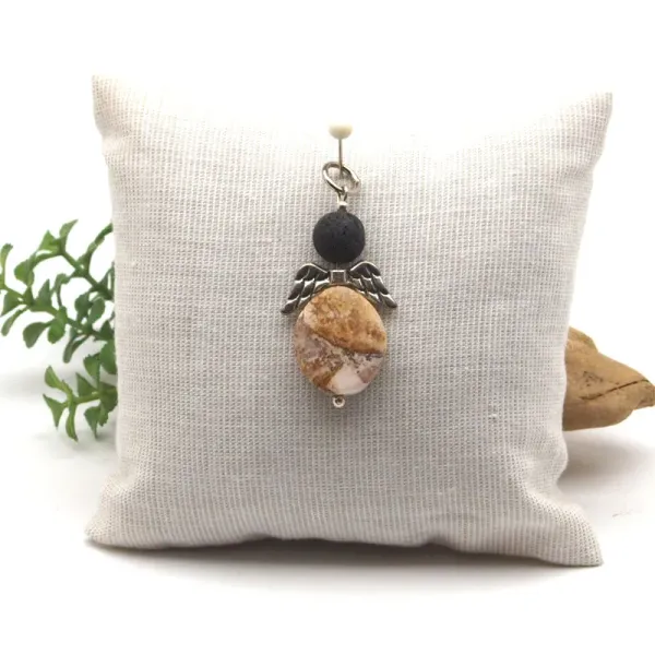 Engel Anhänger Jaspis # 4: mit Lava-Köpfchen